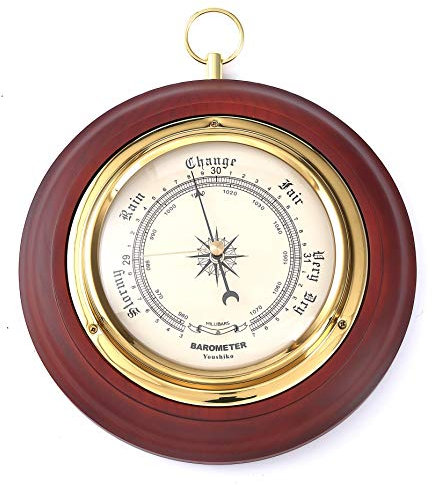 Youshiko (Latest 2025 Version) Traditional Barometer Mahogany Wood Surround Forecaster