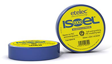 Cinta adhesiva de aislamiento de PVC, protección de uso general Conexiones eléctricas Cables de bajo voltaje, 19 mm x 25 m, 0,15 mm de espesor, azul