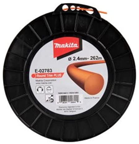 Makita E-02783 Mähfaden rund 2,4 mm x 262 m Round Trim PLUS Trimmerfaden, Nylon, orange, für Rasentrimmer und Freischneider