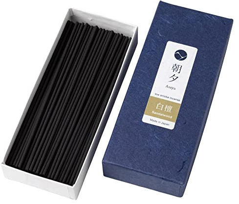 Asayu Japan Räucherstäbchen Sandelholz Duft mit wenig Rauch, Hergestellt in Japan, 40g Qualitäts Räucherwerk zum Meditieren, Entspannen oder Yoga (Sandelholz)