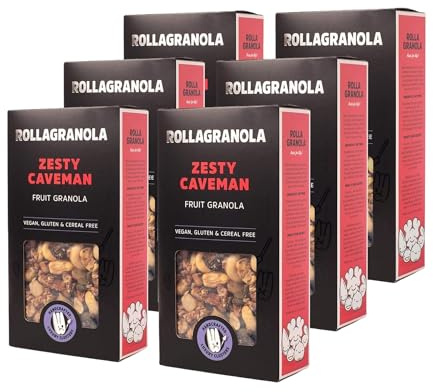 Rollagranola - Zesty Caveman Fruit Granola, Apple, Pecan & Sour Cherry, 6 x 300g