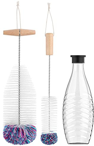 WANGCL Flaschenbürste, Flaschenreinigungsbürste, für SodaStream Glasflaschen, kratzfreier Reinigungsflaschenreiniger für Glaskaraffe, 0,6 Liter, Sodaflaschen, Trinkflaschen (2 Stück, weiß)