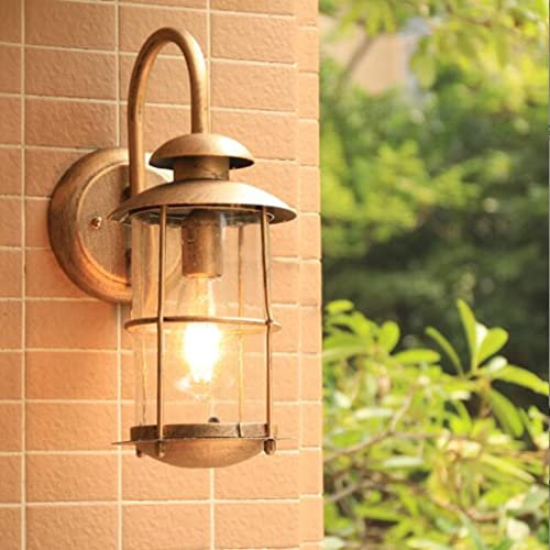 SXYSXYSXY Außen-Wandleuchte Europäischen Wasserdicht Außenleuchte Wandlampe Vintage Aluminium Glas Wand-Außenleuchte E27 für Gartenpavillon Flur Veranden Eingänge,Messing