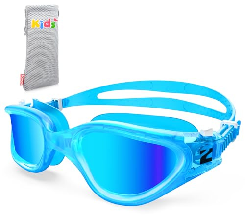 ZIONOR Simglasögon för barn, G1MINI polariserade simglasögon komfort för ålder 6-14, UV-skydd, anti-dimma justerbar rem passar för barn pojkar flickor (blå lins)