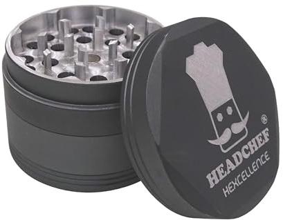 Hexcellence Silk Touch Metal Herb Grinder with Sifter – 4 Piece, 55mm (Grey)