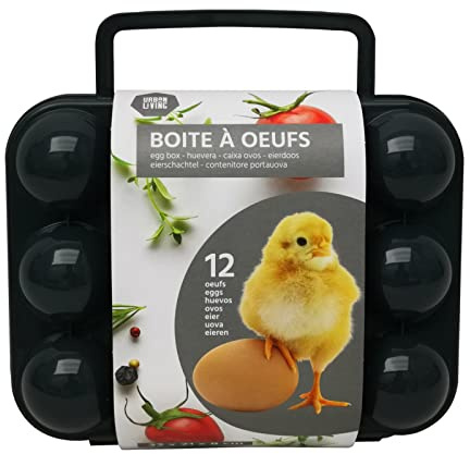 Egg Carrier Box with Handle Plastic 12 Grid Eggs Tray Portable Folding Egg Storage Holder Container Case Box for OutdoorTravel Picnic Camping Hiking (Dark Grey)