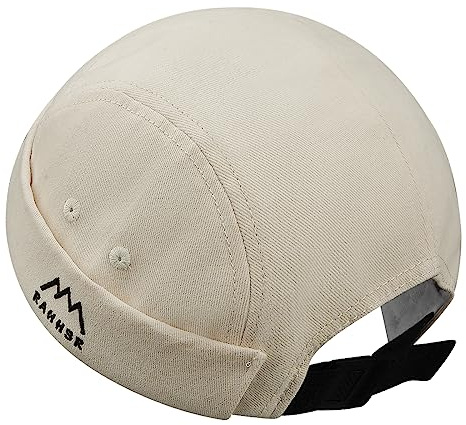 CLAPE Bomull dockarkeps herr docker mössa dam UV-skydd sjömansmössa hamnhatt justerbar rullmössa fiskarhatt 5 paneler basebollkeps utan skärm, DBH03-beige, En Storlek