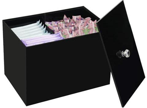 Wuudy Tamponhalter für Badezimmer, Hai-Woche, Tampon-Aufbewahrung, Acryl-Badezimmer-Organizer mit Deckel, feminine Pads-Organizer-Box mit herausnehmbarer Trennwand, Schwarz