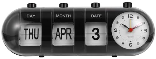 STOBOK 1 Pc Calendario Flip Manuale Sveglia Calendario Orologio Analogico Annuale Flip Clock Orologio Tavolo Ribaltabile Plastica Ufficio Semplice