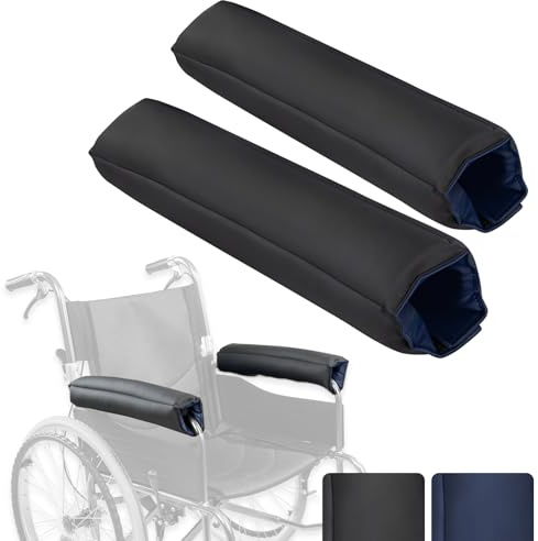 Vive Wheelchair Armrest Pads (2 PCS) - 2-in-1 Reversible Colors - Soft Cushion Arm Rest Accessories for Office Desk Transport Electric Wheel Chairs - Pressure Relief, Non-Slip - Easy-Clean Design