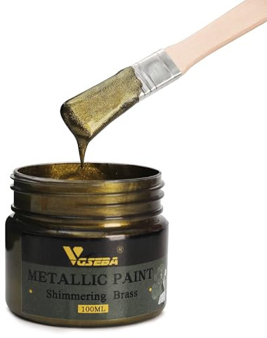 VGSEBA Acrylic Paint Metallic Brass, Non Toxic, Non Fading, 100ml Copper Leaf Paint for Art, Painting, Handcrafts, Ideal for Canvas Wood Clay Fabric Ceramic Craft Supplies
