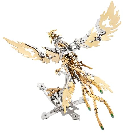 3D Puzzle Mechanischer Phönix Knobelspiele für Erwachsene Metallpuzzle Punk Puzzle 358 Teile Modellbau Modellbausatz Erwachsene Basteln (Gold)
