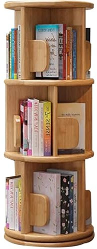 Drehbares Bücherregal Massivholz Bücherregal Display Stapelbares Bücherregal Turm Geeignet für Wohnzimmer Schlafzimmer Arbeitszimmer Büro (Color : Wood Color, S : 98 * 30cm)