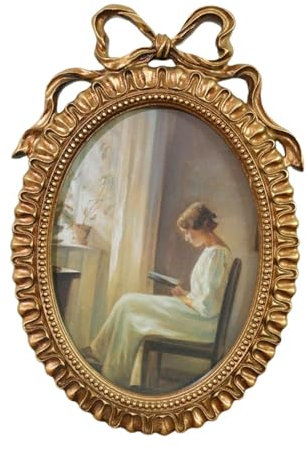 rockible Cadre Photo Ovale en résine 25,5 x 17,5 cm, rétro à l'ancienne pour la Cuisine de la Maison, Rétro Doré