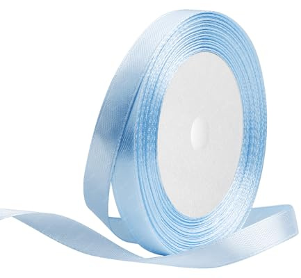 Hellblau Satinband 10mm x 22 Meters Stoffbänder für Geschenkverpackungen, Blumensträuße, Kunsthandwerk und Hochzeitsdekoration