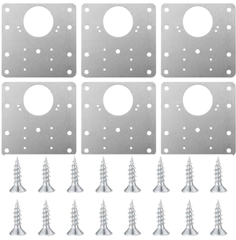 Aruicheng Scharniere Reparaturplatte 6 Stück Scharnier Reparaturset mit 36 Schrauben Edelstahl Reparaturstück für Seitenscharnierplatte für Schrank, Möbel, Schublade, Fenster