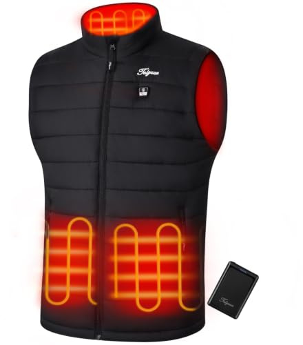 Heated Gilet for Men with 10000mAh Powerbank Heated Body Warmer Vests | 3 Adjustable Temperature 4 Heating Zones USB Electric Rechargeable Heated Vests for Outdoor Work