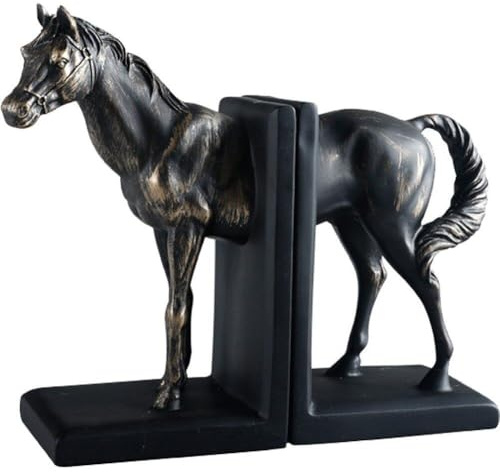 Lpitoy Dekorative Pferde-buchstütze, Einzigartige Pferdeskulpturen-buchstützen Für Robuste Bücher, Vintage-pferdestatue-Ornament Für Die Regaldekoration Im Heimbüro