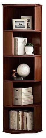 YTGHBIML Bücherturm Freistehend Bücherregal aus Holz, dreieckig, Eckregal, 3/4/5 Etagen, Bücherregal für Schlafzimmer und Wohnzimmer perfekte Darstellung