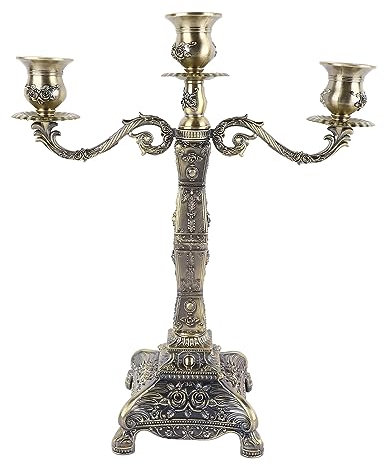 Kandelaber-Kerzenständer, Metall-Kerzenhalter, Arme, Kandelaber-Kerzenständer, europäischer Kerzenhalter, Kerzenhalter, goldfarben (Bronze Three Heads)