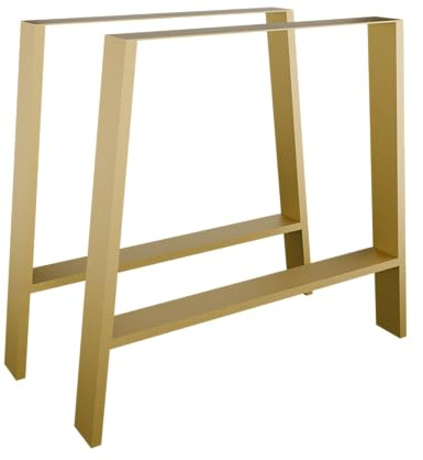 Magnetic Mobel 2 x Tischbeine aus Metall für Schreibtisch Esstisch, Möbelfüße Tischgestell Tischuntergestell Tischkufen A - Form aus 80x20 mm Profile (Golden)