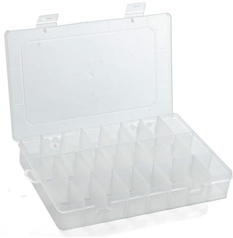 easybuyeu Storage Boxes Plastic 24 Compartment Crafts Box Clear Adjustable Jewelry Bead Organizer Box Storage Container Case for Jew