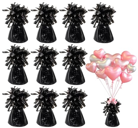 Paquete de 10 pesas negras para globos de helio, pesos pesados para cumpleaños, bodas, fiestas, eventos y celebraciones, accesorios