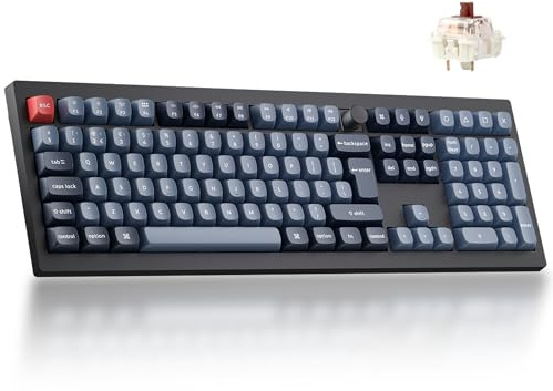 Keychron V6 Max Full-Size Wireless Custom Mechanical Keyboard - Gateron Brown Tactile Switch, QMK Programmable, 2.4 GHz/Bluetooth Connectivity (UK Layout) Compatible with Mac Windows Linux - Black