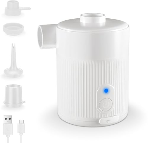 ZAPLIT Pompa ad aria elettrica portatile 2 in 1, gonfiaggio e sgonfiaggio rapido, con ugello esteso e flusso d'aria stabile, 4 ugelli + borsa per materassini e piscina