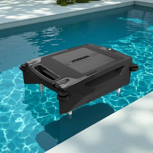 Dfdieratve Skimmer Solare per Piscina, Robot per Piscina con Superficie d'Acqua Pulita per 10 Ore, Navigazione Intelligente, Parcheggio Automatico, Due Metodi di Ricarica, per Piscine Domestiche