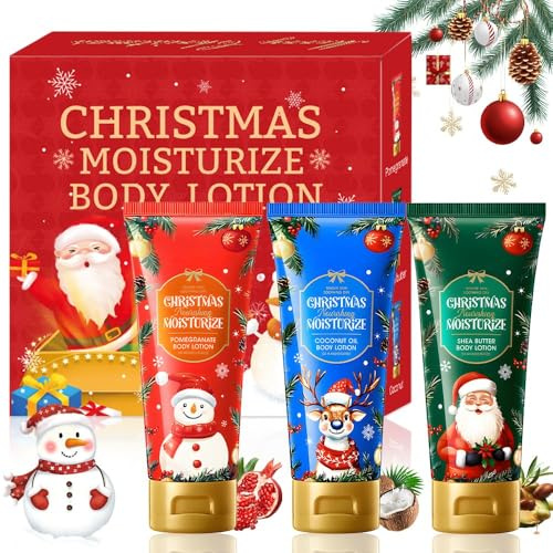 Crema Corpo Natalizia, Crema Profumata Corpo Donna, Set Regalo di Lozione Idratante per il Corpo - 3 profumi Regalini Natale per Colleghi Donne Familiari