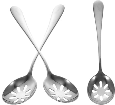 Ciieeo Cucchiai da Portata e Stile Elegante Set di 3 in Acciaio Inossidabile Design Semplice Fori per Drenaggio Facile per Ristoranti e Riunioni Familiari