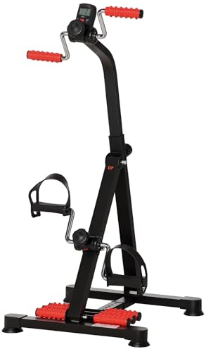 HOMCOM Vélo d'Entraînement pour la Rééducation des Bras et des Jambes avec Hauteur et Largeur Réglables, LCD, Masseurs, Pédalier d'Appartement, Exercice Bras et Jambes en Même Temps, Noir