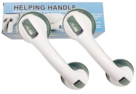 2 Pack Suction Grab Rails for Bathroom, 12 inch Shower Handle Safety Grab Bars for Seniors Bathroom Bathtub, Portable Bath Mobility Aids for Elderly, Disability, No Drilling