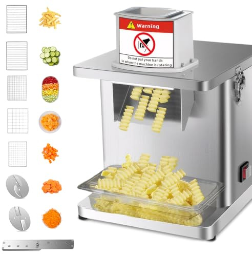 Zertylre 4 in 1 Elektrischer Gemüseschneider, 200W Edelstahl-würfelschneider elektrisch für Würfeln, Schneiden von Pommes Frites, Hobeln und Raspeln verwendet, leicht zu reinigen, Klinge austauschbar