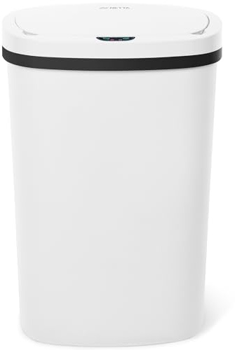 NETTA 50L Sensor Bin for Kitchen - Large Automatic Motion Sensor Waste Rubbish Bin - Touch Free Smart Bin with Infrared Lid & Non Skid Base - Electric Bin for Home, Office, Rubbish & Trash Can - White