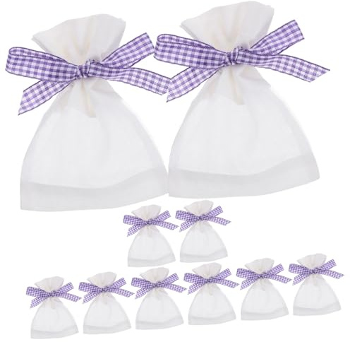 DEARMAMY 10 Bolsitas Vacías de Lavanda Perfumadas de Tela de Color Claro, Material Transpirable y Recargable, Ideales para Obsequios y Ambientación en Año