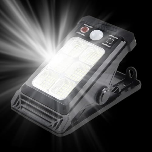 Solar-Hofleuchte, 1200 mAh Batterie, Bewegungsmelder, wasserdicht, Clip-On-Solarleuchten für den Außenbereich, für Innenhöfe, Hinterhof, Weg, Terrasse, Balkon, Landschaftsbau, Veranda, Terrasse, Rasen