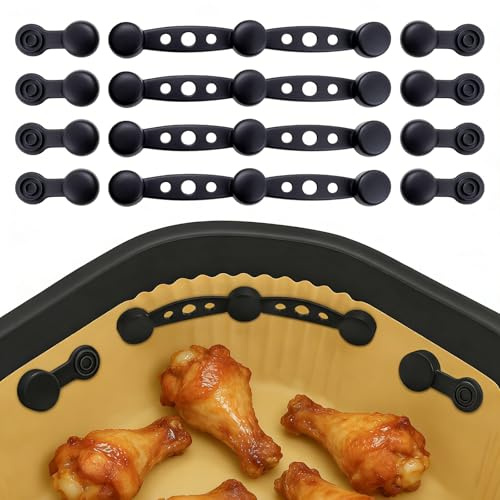 Tiiyee 4 Clips Magnétique en Silicone, Ensembles Clips Magnétiques en Silicone Ensembles Boucle Magnétique en Silicone Friteuse à Air Accessoires pour Papier Sulfurisé Silicone Alimentaire Noir