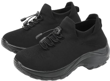 Comfort Wear Orthowear-skor för kvinnor - Andningsbara mesh ortopediska sneakers med luftkudde för lindring av plantar fasciit, B Svart1, 39.5 EU
