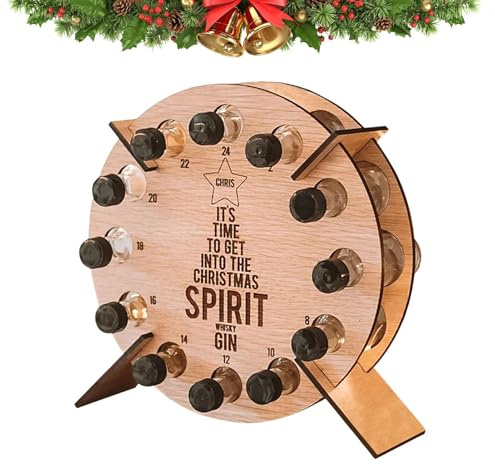 Calendrier de l'Avent en bois | Support de bouteille de vin compte à rebours en bois pour 12 bouteilles de vin | Calendrier de compte à rebours pour Noël, compte à rebours pour décoration de Noël