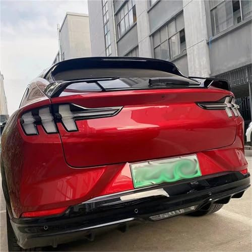 pour Ford pour Mustang Mach-E 2021 2022 Up Sport Style 3 Pièces ABS Aileron Arrière Noir Brillant Ou Kit Carrosserie Aspect Fibre Carbone Arrière Spoiler Becquet(No Paint)