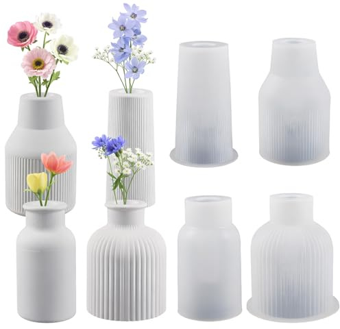 JVHLOV Set da 4 Stampi in Silicone per Vasi in Resina, Stampi Fai da Te per Vasi Decorativi e Bottiglie Design, Decorazione Casa Moderna
