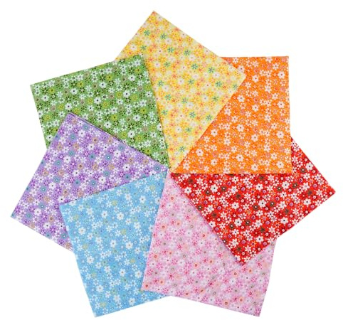 CFBWO 7Pcs Baumwollstoff 50 x 50 cm Stoffe zum Nähen Patchwork Stoffe Paket | mit Blumenmuster zum Quilten Stoffreste zum Nähen, DIY Basteln, Puppenkleidung, Verschiedene Designs