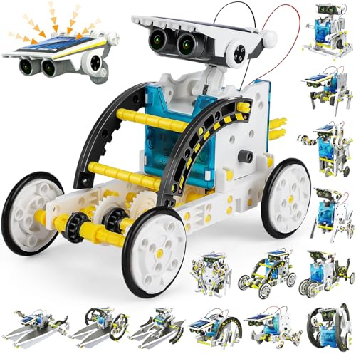 Mieryd Solar Roboter, STEM 13-in-1 Roboter Bausatz Experimente für Kinder | Kreative Solarenergie Robot Kit DIY Bastelset Konstruktions Lernspielzeug Geschenk Jungen Mädchen ab 6 7 8 9 10 11 12 Jahre