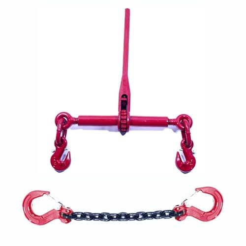 Alfa Logistik Zurrkette 2-Teilig Schwarz GK8 6mm - Ladungssicherung 1m EN 12195-3 - mit Ratschenlastspanner und Ausdrehsicherung