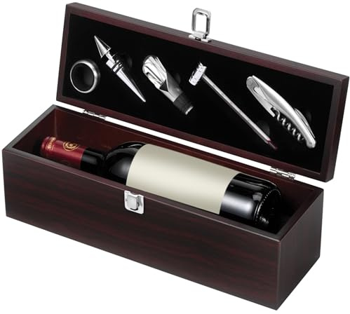 Juego de accesorios para vino en caja de madera, set de decantación, set de regalo en caja de madera