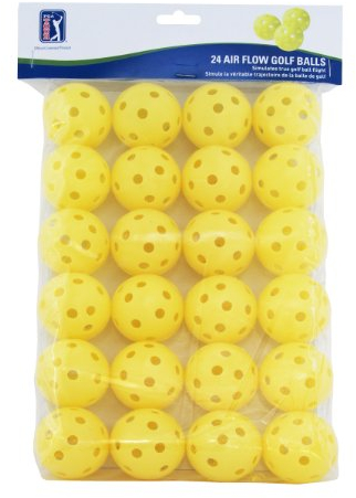 PGA TOUR Golf Practice Balls 24 Pack - Lightweight Plastic Airflow Balls for Indoor & Outdoor Use, Simulate True Golf Ball Flight, Safe & Durable, Enhanced Control, Yellow
