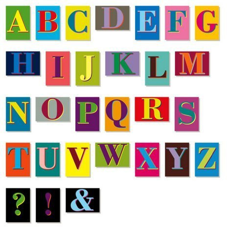 Postkartenserie: LETTERcards, Set mit 29 Postkarten, Buchstaben A-Z, Sonderzeichen !?&