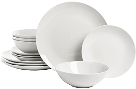 10 Strawberry Street Simply Coupe Dinnerware Set, White, Service for 4 (12 Piece)